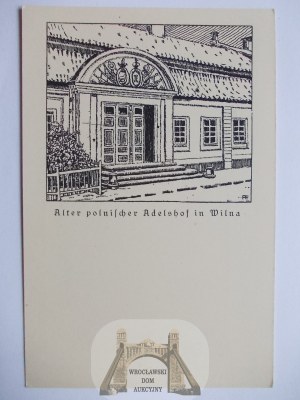 Lithuania, Vilnius, old mansion, graphic, ca. 1916