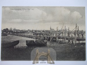 Lithuania, Smalininkai, temporary bridge, 1915