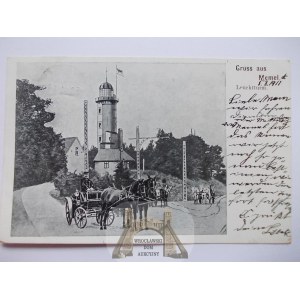 Litwa, Memel, Klaipėda, Kłajpeda, latarnia morska, dorożka, 1911