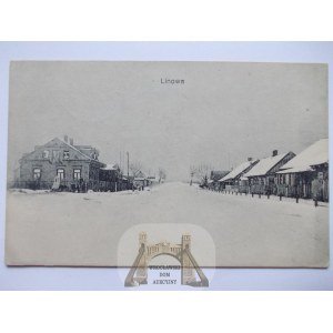 Białoruś, Linowo, ulica zimą, 1918