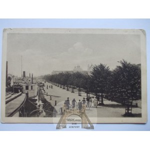 Białoruś, Pińsk, bulwar, statki, 1917
