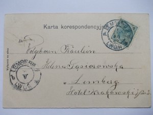 Ukraine, Lviv, Sobieski Monument, Tenement House, Art Nouveau, circa 1900.