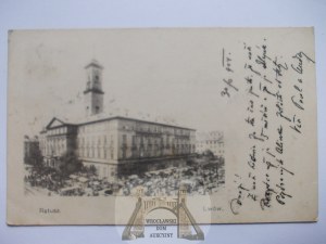Ukraine, Lviv, city hall, marketplace, ca. 1901