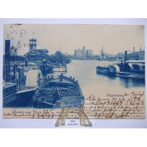 Łotwa, Ryga, Riga, port, 1900
