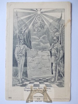Patriotic, Raise your hand God Child, map of the Republic, Nemoyovsky Lviv edition, 1907