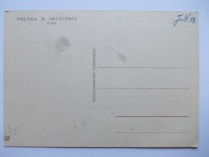 Patriotic, outlines of Poland, Post Office postcard series - winter, circa 1920.