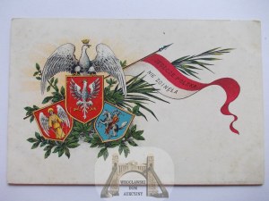 Patriotic, Still Poland Does Not Perish, coats of arms, eagle, 1906