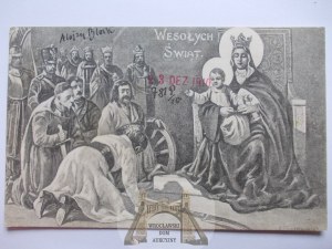 Christmas, patriotic, bowing to Jesus, 1910