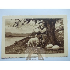 Wielkanoc, Wesołego Alleluja, grajek,ok. 1937