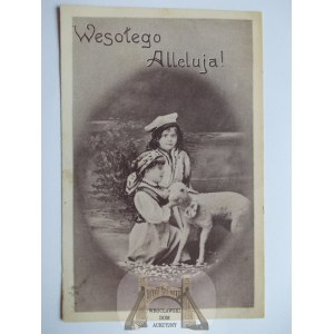 Wielkanoc, Wesołego Alleluja, dzieci w strojach ludowych, 1916