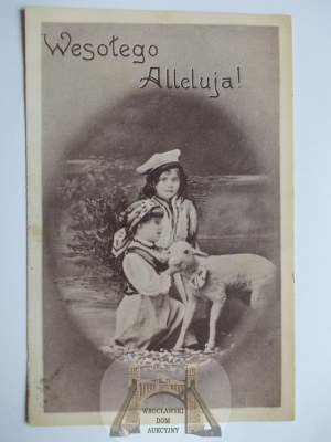 Easter, Happy Hallelujah, children in folk costumes, 1916