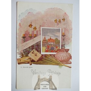 Wielkanoc, Wesołego Alleluja, malował L. Stasiak, 1935