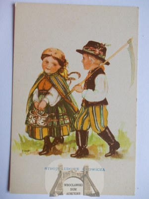 Polish folk types, Lowicz, painted by A. Ursyn, ca. 1930