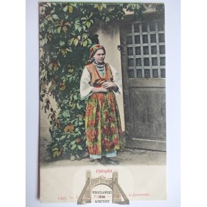 Polskie typy ludowe, chłopka, wydawca L. & P. Praga, ok. 1900
