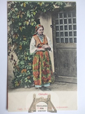 Polish folk types, peasant woman, publisher L. & P. Prague, ca. 1900