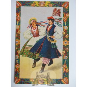 Polskie typy ludowe, Krakowiacy, malował J. Wesołowski, ok. 1930