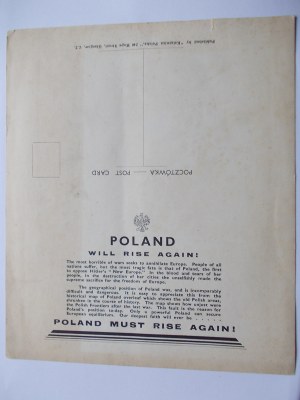 Patriotic map, Historical borders of Poland, postcard propaganda of the Government in Exile - great postcard, circa 1944.