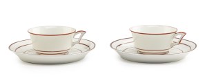 Bogumił Marcinek (1904 - 1940), Set of two plates and two cups with saucers from the service 