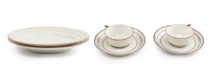 Bogumił Marcinek (1904 - 1940), Set of two plates and two cups with saucers from the service 
