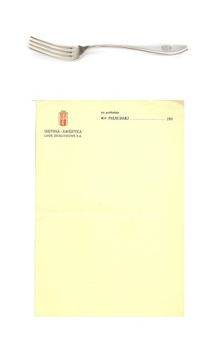 Fork and paper for correspondence GAL Gdynia-America Shipping Line with M/S Piłsudski