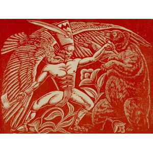 Władysław Skoczylas (1883 Wieliczka - 1934 Warszawa), Walka z niedźwiedziem, 1923
