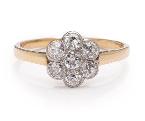 Diamond ring, interwar period jewelry, platinum, pr. 