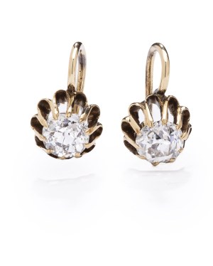 Earrings with diamonds, 1st half of 20th century jewelry, pr. gold 
