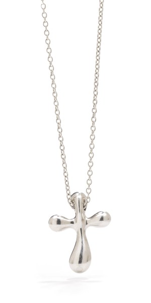 Pendant in the form of a cross, designed by Elsa Peretti, early 21st century jewelry, sterling silver