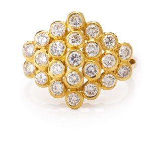 Ring with diamonds, 1930s jewelry, gold ~ 0.750
