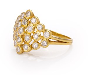 Ring with diamonds, 1930s jewelry, gold ~ 0.750