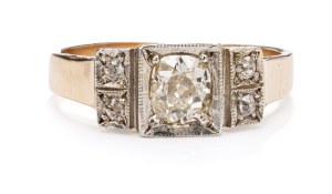 Diamond ring, 1960s jewelry, pr. gold 