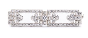 Brooch in art déco type, 2nd half of 20th century jewelry, white gold pr. ~ 