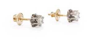 Earrings with diamonds, 2nd half of 20th century jewelry, yellow and white gold 