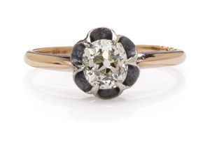 Diamond ring, 1930s jewelry, silver, pr. 