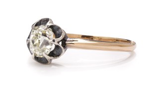 Diamond ring, 1930s jewelry, silver, pr. 