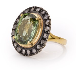 Ring with tourmaline and diamonds, 1950s-60s jewelry, silver, pr. 0.585 gold