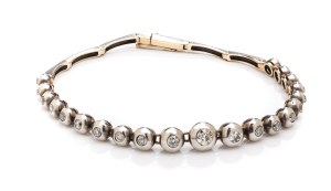 Diamond bracelet, 1st half of 20th century jewelry, gold + silver