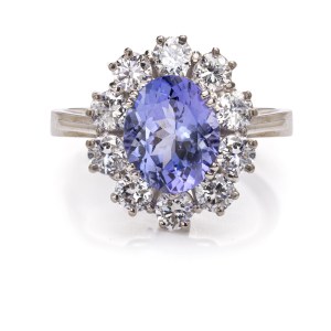 Ring with tanzanite and diamonds, early 21st century jewelry, white gold pr. ~ 