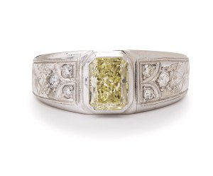 Diamond ring, late 20th century jewelry, white gold pr ~ 
