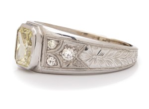 Diamond ring, late 20th century jewelry, white gold pr ~ 