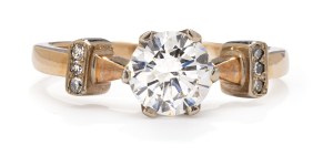 Diamond ring, 2nd half of 20th century jewelry, 14 K gold, 0.585 pr. gold