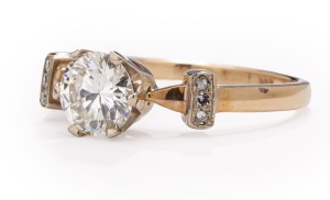 Diamond ring, 2nd half of 20th century jewelry, 14 K gold, 0.585 pr. gold