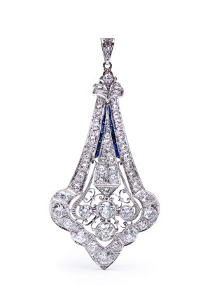 Art déco pendant, 1920s-1930s jewelry, platinum pr. ~ 0.900