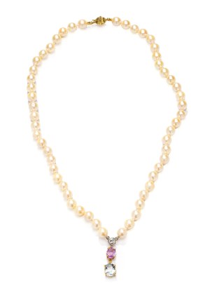 Pearl necklace with pendant, 1970s-80s jewelry, pr. 