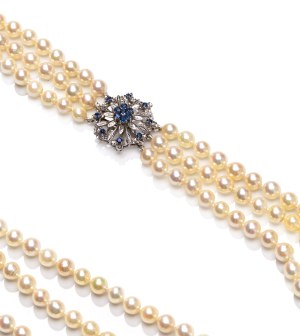 Pearl necklace, 2nd half 20th century jewelry, white gold pr. ~ 