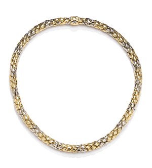 Gold necklace, 2nd half 20th century jewelry, white + yellow gold, gold ~ 0.750