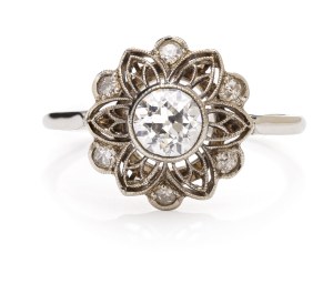 Diamond ring, 1930s jewelry, white gold pr. '3'