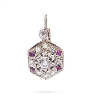 Earrings with amethysts and diamonds, 1970s jewelry, white gold pr. '3'