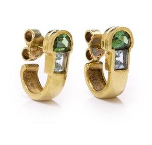 Earrings with olivines and aquamarines, early 21st century jewelry, pr. gold 