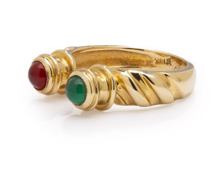 Ring with carnelian and chrysoprase, late 20th century jewelry, pr. 0.585 gold